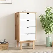 Drawer Cabinet OTTA Brown&White 45x39x90cm Solid Wood Pine,Chest of Drawers 15.6KG-348581
