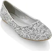 [Generic] Womens Ladies Flat Ballet Glitter Bridal Bridesmaid Prom Dolly Sparkly Pumps Slip On Shoes Size 3-9