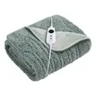 Dreamaker Reversible Sherpa & Coral Fleece Heated Throw Olive & Sage 180 x 200cm