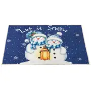 Collections Etc Let It Snow Charming Snowmen Skid-Resistant Door Mat Blue Medium