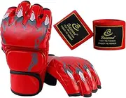 Generic Half Finger Boxing Gloves, Sparring Gloves, Adult Mitts, Open Palms, Boxing Gloves, MMA Gloves for Kickboxing, Red