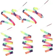 Kisangel 5pcs Decorative Dance Ribbons Gymnastics Streamers Lightweight Rainbow for Performing Play