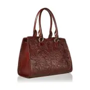 Mauzari Carlotta Women's Extra Large Tooled Leather Shoulder Bag Tote (Parota)