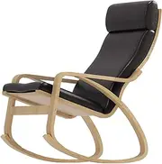 Faux Leather Chair Replacement Cover Made for IKEA Poang Armchair. Slipcover Only. Chair is Not Included. (A Head Faux Leather Black)