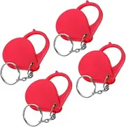SHERCHPRY 4pcs Portable Mini Magnifier Keychain Folding Magnifying Glass with Light for Jewelry Gems Maps Stamps Convenient Travel Reading Tool Red