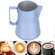 US (Blue 550ml)Stainless Steel Coffee Milk Cup Frothing Pitcher Jug Latte Art Fo