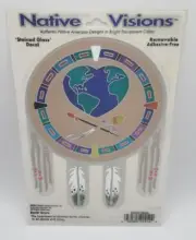 Native Visions Stained Glass Window Sticker Decal. Earth Drum. 2003!