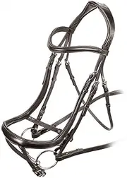 Velociti Ergonomic Leather Curved Horse Flash Bridle (UK Size: Cob) (Havana)