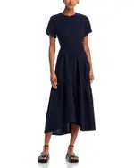 Frame Gathered Seam Short Sleeve Dress