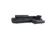 Foret 2.8m Black Fabric Sectional Sofa Chaise Lounge Suite Couch Furniture