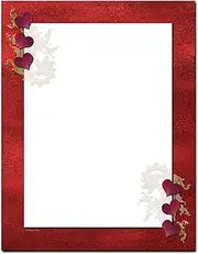 Red Velvet Hearts Letterhead Laser & Inkjet Printer Paper (25 Sheets)