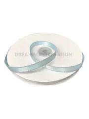 3/8" (LIGHT BLUE) Double Face Satin (SILVER EDGE) 3/8" Ribbon 50 Yards