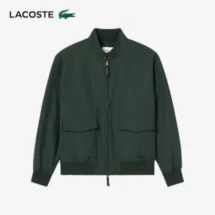 【LACOSTE】男裝-簡約素色大口袋拉鍊夾克(綠色)