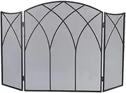 Fireplace Screen with Arch Frame 3 Panels, Iron Mesh Simple Design Fireplace Screen Spark Guard Cover Little Surprise