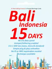 Bali Indonesia 15 days Unlimited Data Travel SIM card 4G Indo XL Network