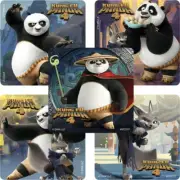 25 Kung Fu Panda 4 Stickers, Assorted, 2.5" x 2.5" each, Party Favors