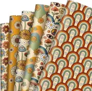Whaline 12 Sheet Retro Wrapping Paper Boho Style Gift Wrap Bulk Inches