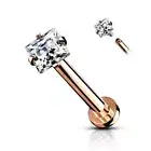 Piercing Ear Labret Rose Stone Squared White