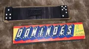 Vintage, Halsam Double Six Wooden Dragon Dominoes. 28 Piece Complete Set / Box.