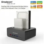 Simplecom USB 3.0 2.5'' 3.5'' Hard Drive Docking Station Dual Bay SATA HDD Clone