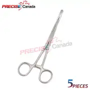 SET OF 5 BODY PIERCING FORCEPS KIT HEMOSTAT SPONGE CLAMP 7.5" STRAIGHT NEW
