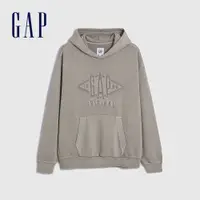 在飛比找蝦皮商城優惠-Gap 男裝 Logo純棉帽T-灰棕色(837458)