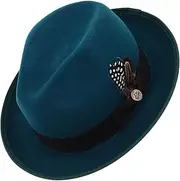 [MOKKHNB] Wide Brim Felt Fedora Hat for Men and Women Stylish Unisex Design for Parties Weddings and Performances Comfortable and Durable Classic Jazz Hat Green