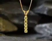3.00Ct Round Lab Created Green Peridot Pendant 14K Yellow Gold Finish Free Chain