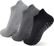 [FUIPVGI] 3 Pairs Non Slip Yoga Pilates Socks, Pilates Yoga Grip Socks Women Men, Anti Non Slip Slipper Trainer Socks for Ballet, Home, Pilates, Barre