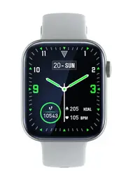 1.8" Big Screen Smart Watch for Men & Women - Health Wristwatch for Redmi Note, Mi, and Poco Series Silver silicone band