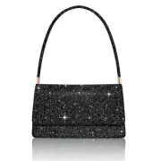 Evening Bag Clutch Purse for Women, Sparkling Envelope Handbag with 2 Black