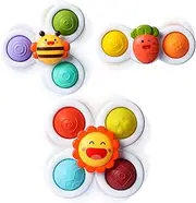 ALASOU 3PCS Pop Suction Cup Spinner Toys for 1 Year Old Boy Girl|Novelty Spinning Tops Toddler Toys Age 1-2|Sensory Baby Toys for Toddlers 1-3|12 18 Months Boy Birthday Gift Infant