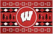 FANMATS 25856 Wisconsin Badgers Holiday Sweater Starter Mat Accent Rug - 19in. x 30in. | Sports Fan Home Decor Rug and Tailgating Mat