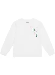 GUESS Girl's White Long Sleeve Active Jumper Size: 5, Cotton