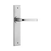 Iver Annecy Door Lever Handle on Chamfered Backplate Brushed Chrome