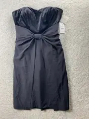 AIDAN MATTOX Dress 10 Black Bow Strapless Sleeveless Midi Cocktail Velvet NEW
