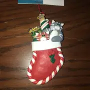 2003 Target Two Cats In a Stocking Clay Christmas ornament￼
