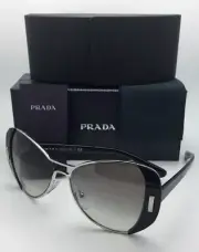 New PRADA Sunglasses SPR 60S 1AB-0A7 55-16 Silver & Black Frame w/ Grey Gradient