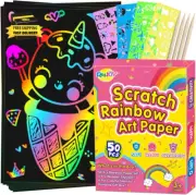 Rainbow Scratch Paper Art for Kids: 60PCS Magic Arts Crafts Gifts Toys for Girls