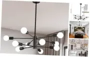 Modern Chandelier Ceiling Light Fixture Sputnik Chandelier 10-Light Black