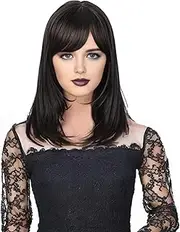 Paradise 20-Inch Synthetichair Wigs For Women Full Head With Bangs – Full Head Short Wig for Women & Girls | Natural Black, 140g | Includes 4 Wig Clips, 2 Wig Caps & Carry Pouch