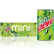 (10 Pack) Mountain Dew Original Soda Soft Drink, Mini Cans, 7.5 Fl Oz