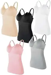 [Generic] Womens Maternity Nursing Tank Top Built in Bra for Breastfeeding with Adjustable Straps Camisoles Padded Pregnancey Must Have