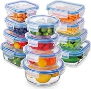 Stelive 12 Pcs Glass Food Storage Lunch Containers Airtight Lids With Steam Vents, BPA Free Meal Prep Containers, Safe For Microwave, Dishwasher, Oven & Freezer Pantry Kitchen Storage, 310-1040ml