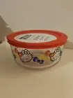 Pyrex Hello Kitty Food Storage Sanrio 4 Cup Glass Round With Bows Red Lid NEW