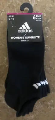 ADIDAS Women Socks No Show Superlite Aeroready Lightweight 6 Pack Shoe Size 5-10