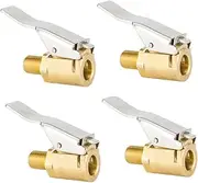 Anneome 4pcs Brass Air Pump Thread Nozzle Quick Head Adapter for Tire Inflation Lightweight Car Air Chuck with Lock Clamp for Hands Use
