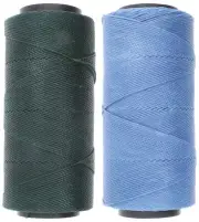2 Knot It Waxed Polyester Cord 1mm Diameter 144M Spools (Dark Green, Sky Blue)