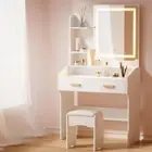 Artiss Dressing Table LED Makeup Mirror Stool Set Vanity Desk White