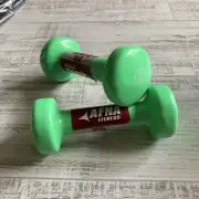Pair 2lb ANFA DUMBBELLS DELUXE VINYL COATED HAND WEIGHTS ALL PURPOSE GREEN New